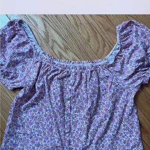 American Eagle Outfitters Purple Floral Blouse